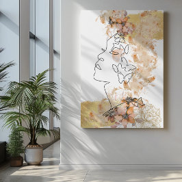 Arte facial de una línea con manchas de flores de