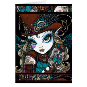 Arte familiar de la hada de las joyas del búho de