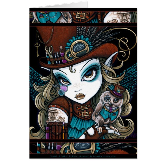 Arte familiar de la hada de las joyas del búho del (Frente)