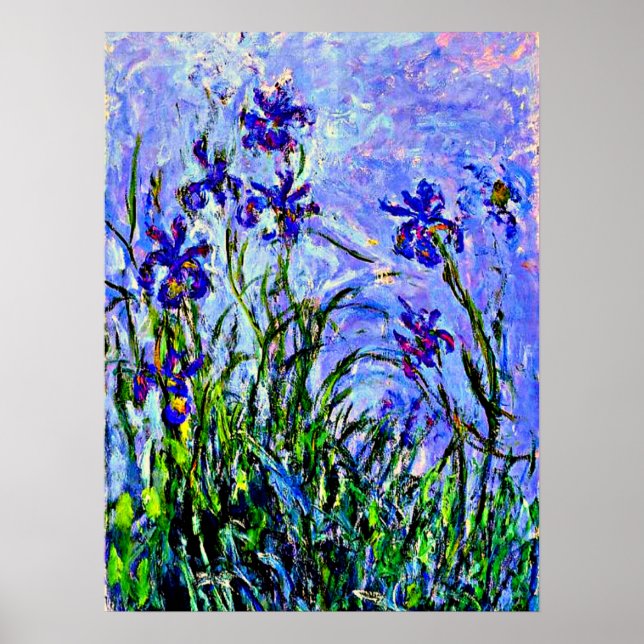 Arte fino de Lilac Irises por Claude Monet, (Frente)