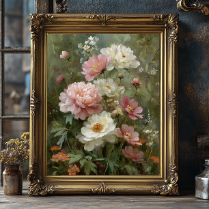 Arte fino de peonías y flores silvestres vintage r