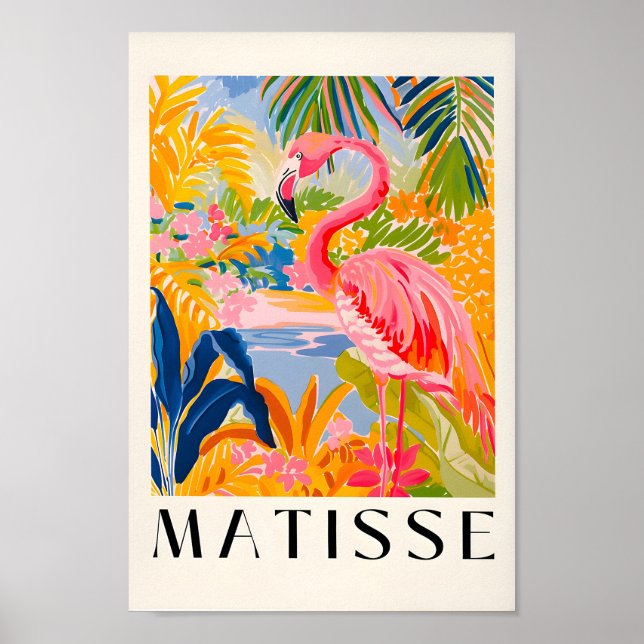 Arte Flamingo Rosa, Poster Floral Henri Matisse, D (Frente)