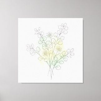 Arte Floral Abstracto Acuarela de Línea Minimalist