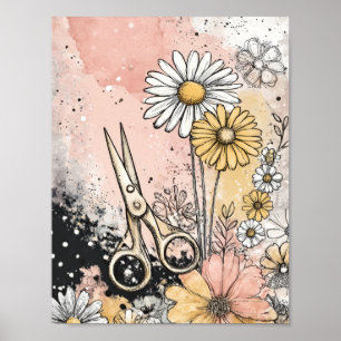 Arte floral abstracto con acuarela