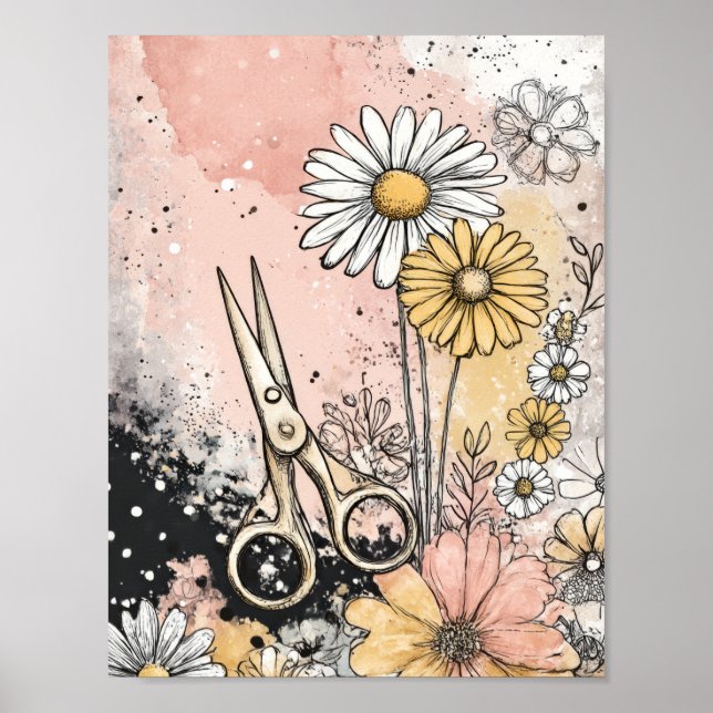 Arte floral abstracto con acuarela (Frente)