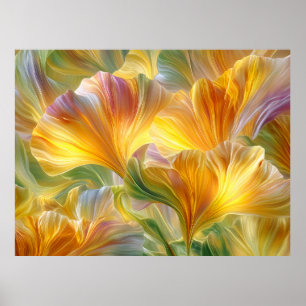 Arte floral abstracto con pétalos amarillos