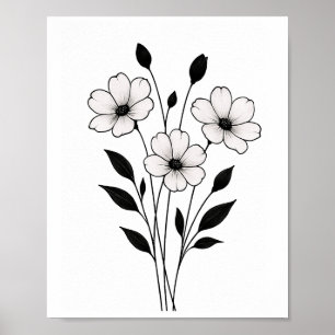 Arte floral abstracto de flor de tinta minimalista