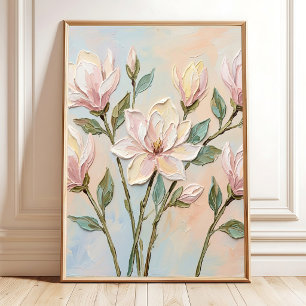 Arte floral abstracto de Magnolia en lienzo