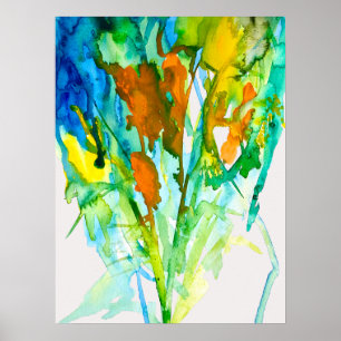 Arte floral abstracto en acuarela