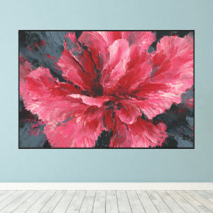 Arte floral abstracto en colores rojo y negro