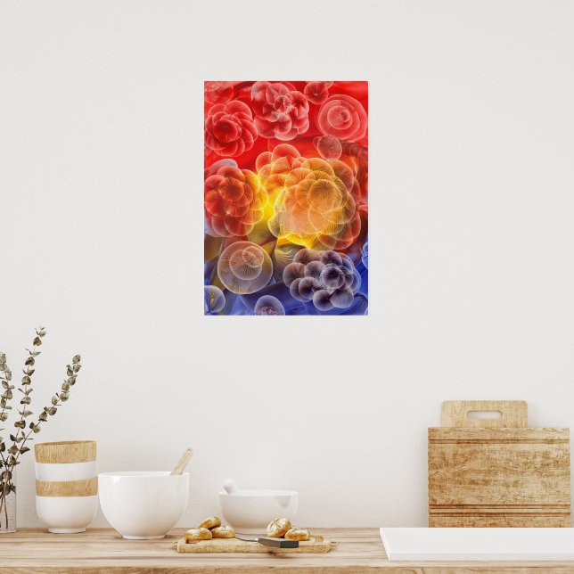 Arte floral abstracto pintado a mano (Cocina)