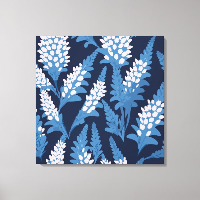 Arte floral azul en la pared (Anverso)
