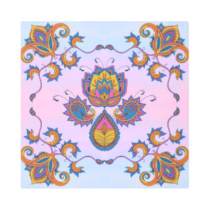 Arte floral azul y morado en Mehndi Blue Bliss