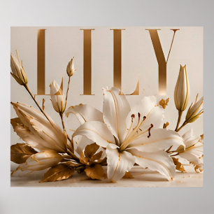 Arte floral botánico de lujo de lirio en pared
