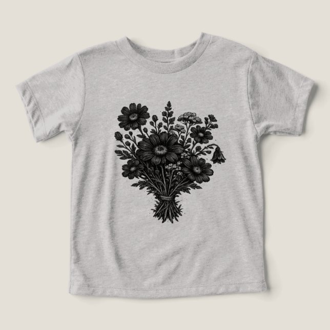 Arte floral botánico linóleo de flores silvestres  (Diseño delantero )