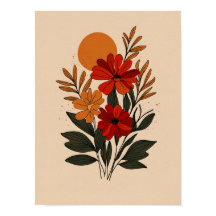 Arte floral botánico moderno para pared