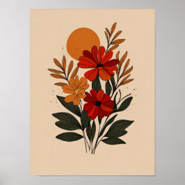 Arte floral botánico moderno para pared