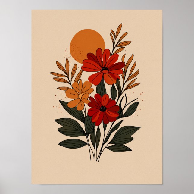 Arte floral botánico moderno para pared (Frente)