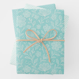 Arte floral con hojas elegantes sobre azul aqua