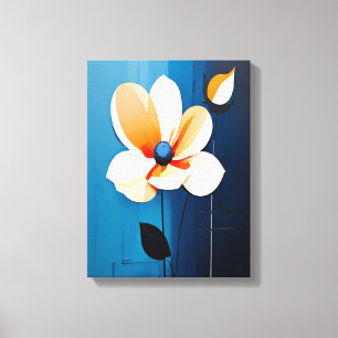 Arte floral contemporáneo azul y Naranja