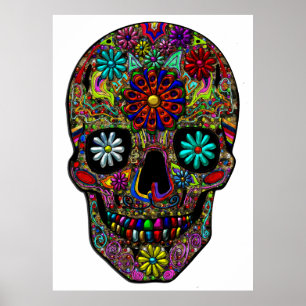 Arte floral de cráneo pintado