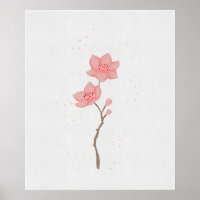 Arte floral de flor de cerezo Sakura rosa minimali
