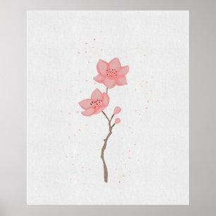 Arte floral de flor de cerezo Sakura rosa minimali