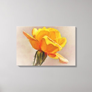 Arte Floral de Flor de Rosa Amarilla Impresión en