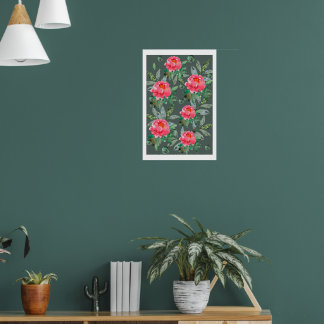 Arte floral de flores de acuarela vintage peonías