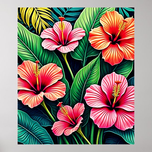 Arte Floral de Hibisco Tropical (Frente)