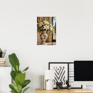 Arte floral de lirio blanco vintage elegante – Bot