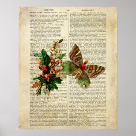 Arte floral de mariposa en la página del diccionar