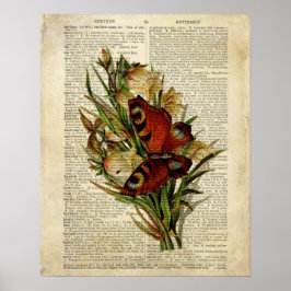 Arte floral de mariposa en la página del diccionar