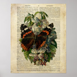 Arte floral de mariposa en la página del diccionar