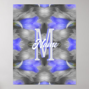 Arte floral de monograma inicial de nombre persona