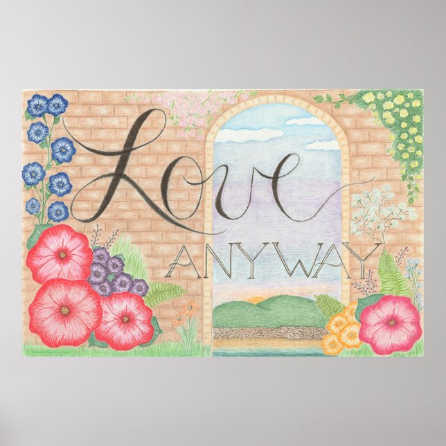 Arte floral de pared 'Ama de todos modos' (Frente)