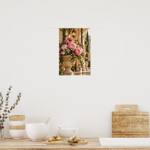 Arte floral de peonía rosa vintage elegante – Botá