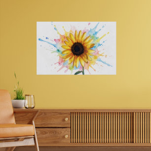 Arte floral de salpicadura de girasol Impresión de