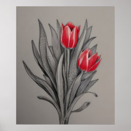 Arte floral de tulipanes rojos