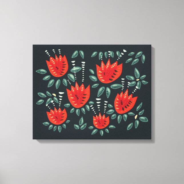 Arte floral de tulipanes rojos caprichosos - Prima (Anverso)