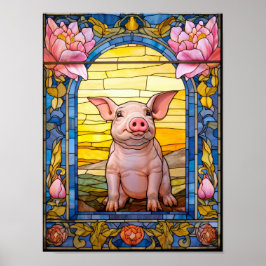 Arte floral de ventana estilo vidrio emplomado de