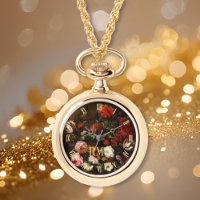 Arte Floral Elegante Monograma Reloj de collar fem