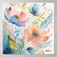 Arte floral en acuarela colorida
