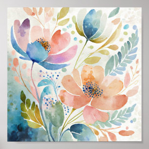 Arte floral en acuarela colorida