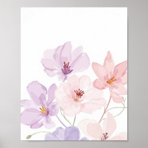 Arte floral en acuarela suave – Rosa pastel y lava