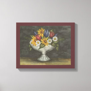 Arte floral en lienzo con estilo antiguo