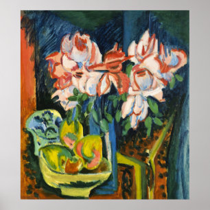 Arte Floral Expresionista de Rosas Rosadas Kirchne