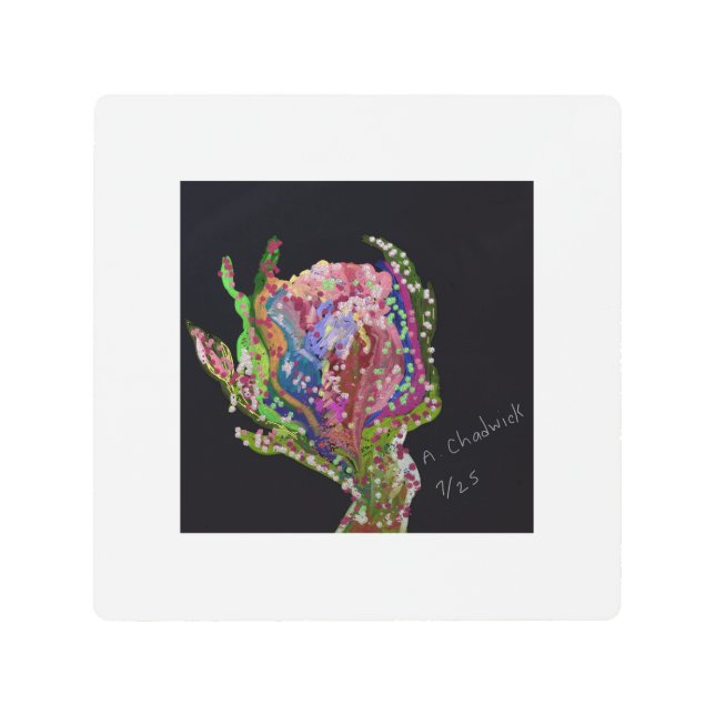 Arte floral Metalizado en la pared (Anverso)