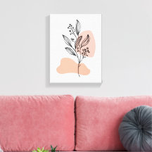 Arte floral minimalista en lienzo – Botánica suave