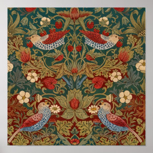 Arte floral Morris Strawberry Thief Verde Azul Roj